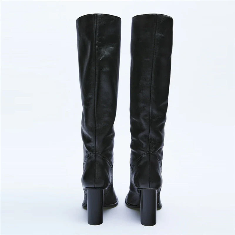 Knee High Boots Leather High Heels - Image 13