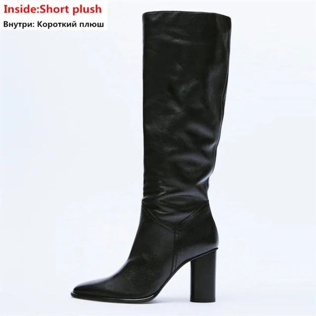 Knee High Boots Leather High Heels - Image 15