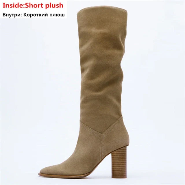 Knee High Boots Leather High Heels - Image 18
