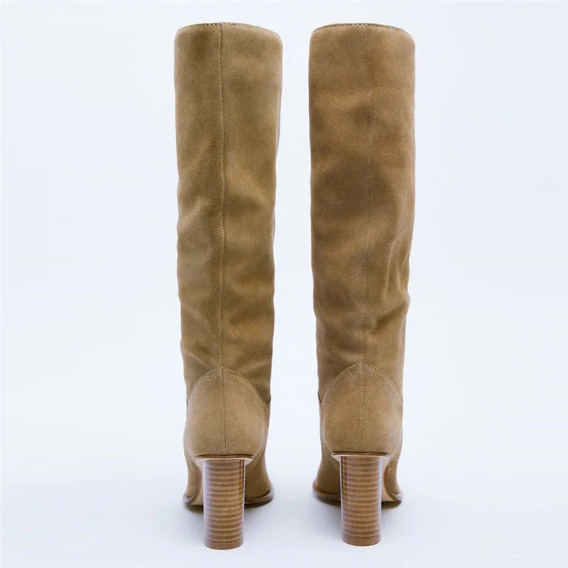 Knee High Boots Leather High Heels - Image 19