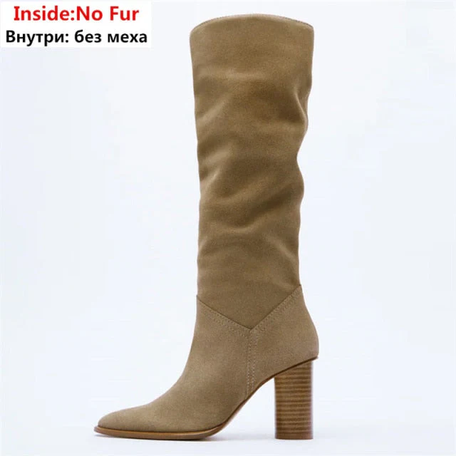 Knee High Boots Leather High Heels - Image 20
