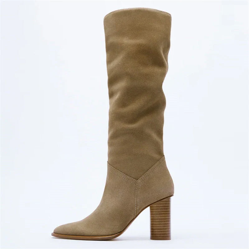 Knee High Boots Leather High Heels - Image 21