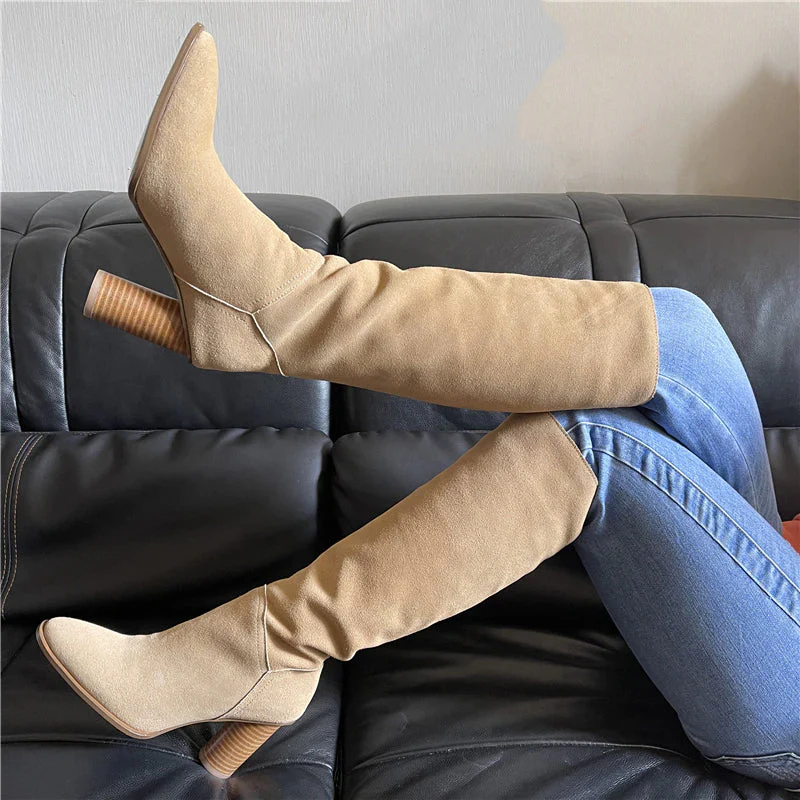 Knee High Boots Leather High Heels - Image 5