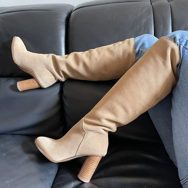 Knee High Boots Leather High Heels - Image 7