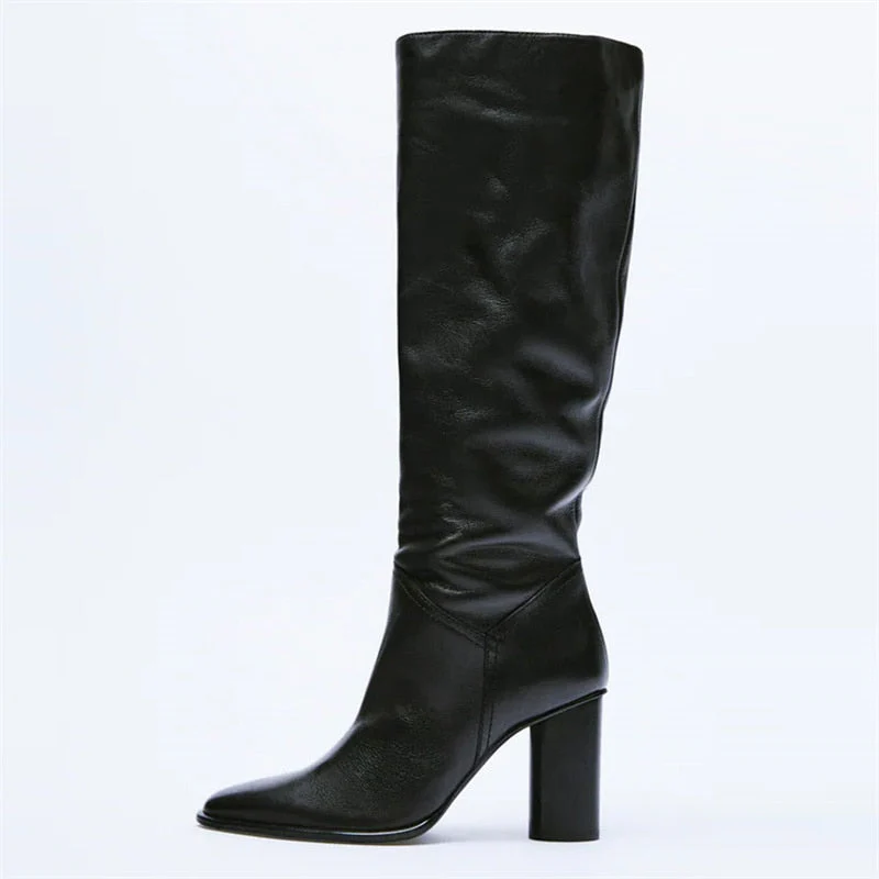 Knee High Boots Leather High Heels - Image 8