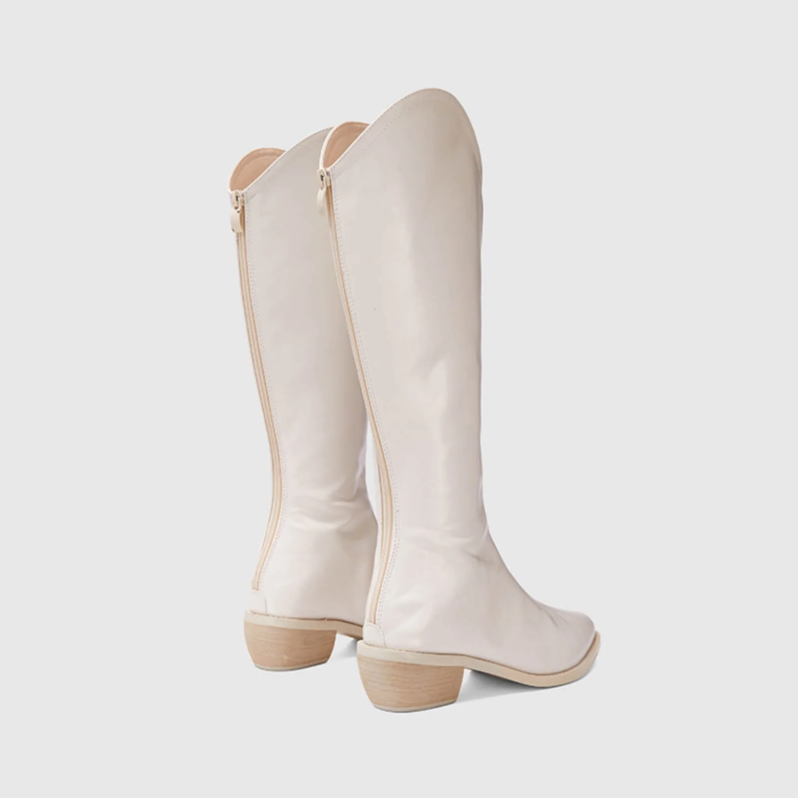 Pull On Cutout Chunky Heel Knee High Boots - Image 4
