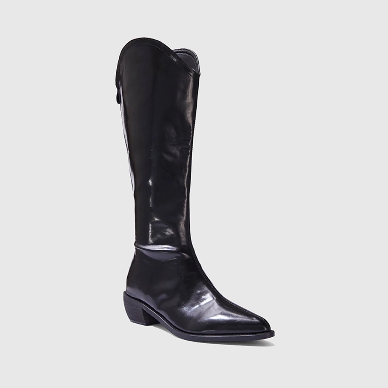 Pull On Cutout Chunky Heel Knee High Boots - Image 6