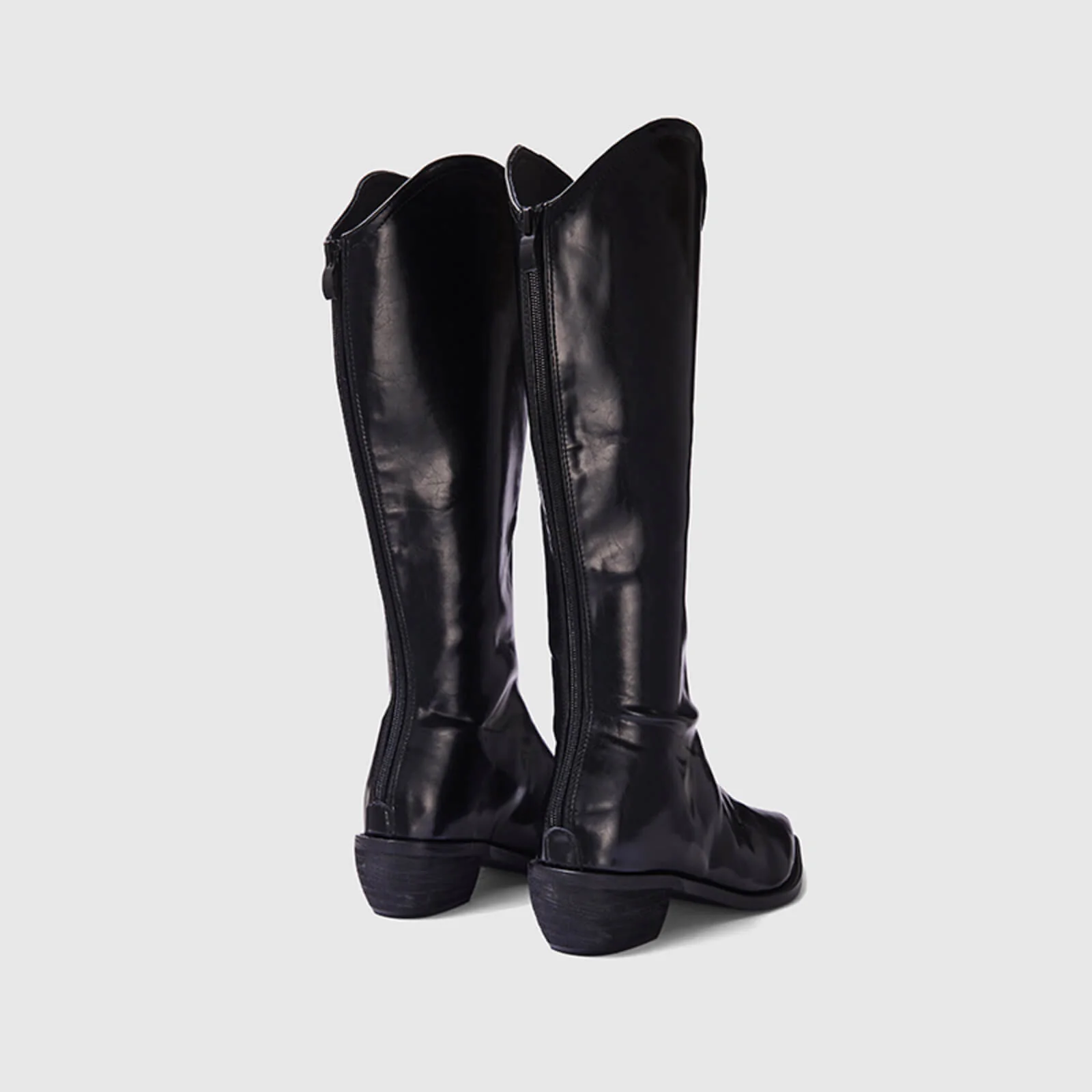 Pull On Cutout Chunky Heel Knee High Boots - Image 9