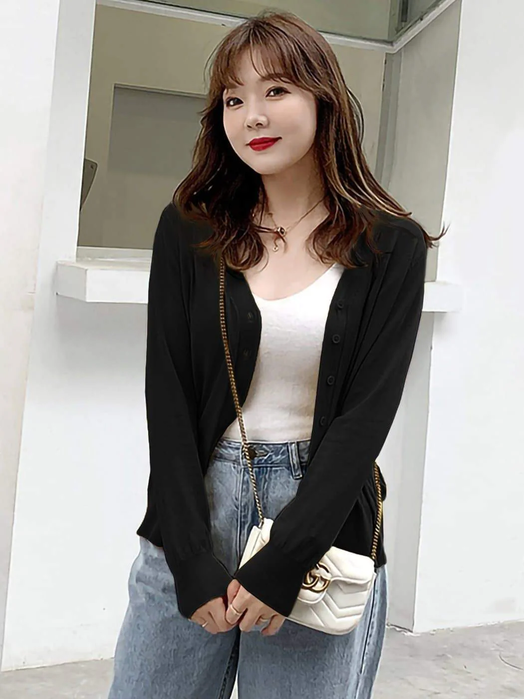 Knitted Cardigan Loose Casual Button Blouse - Image 10
