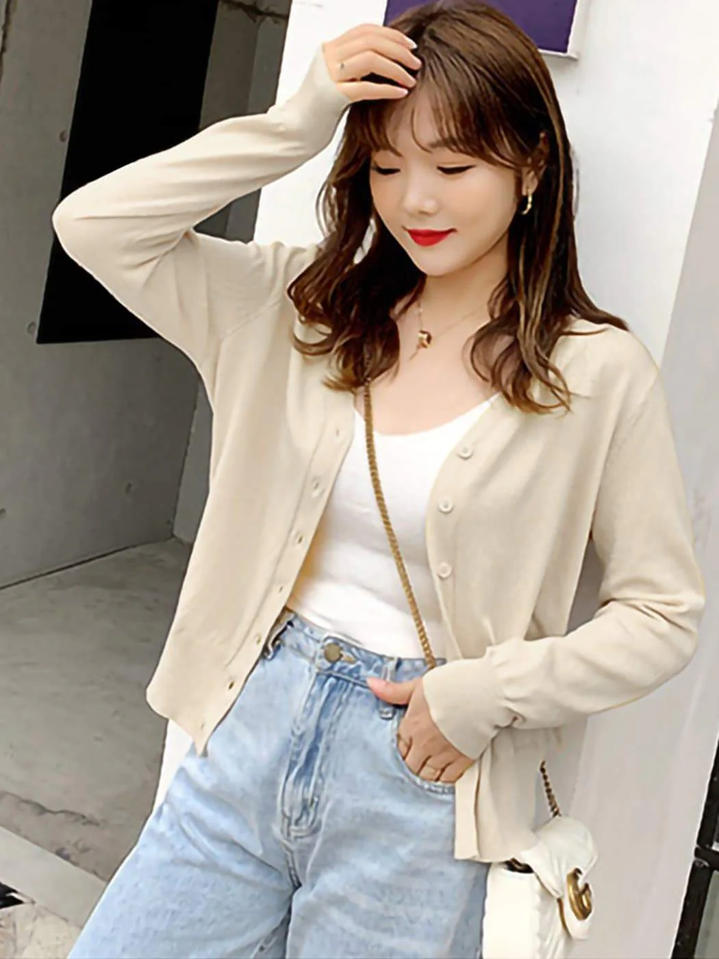 Knitted Cardigan Loose Casual Button Blouse - Image 5