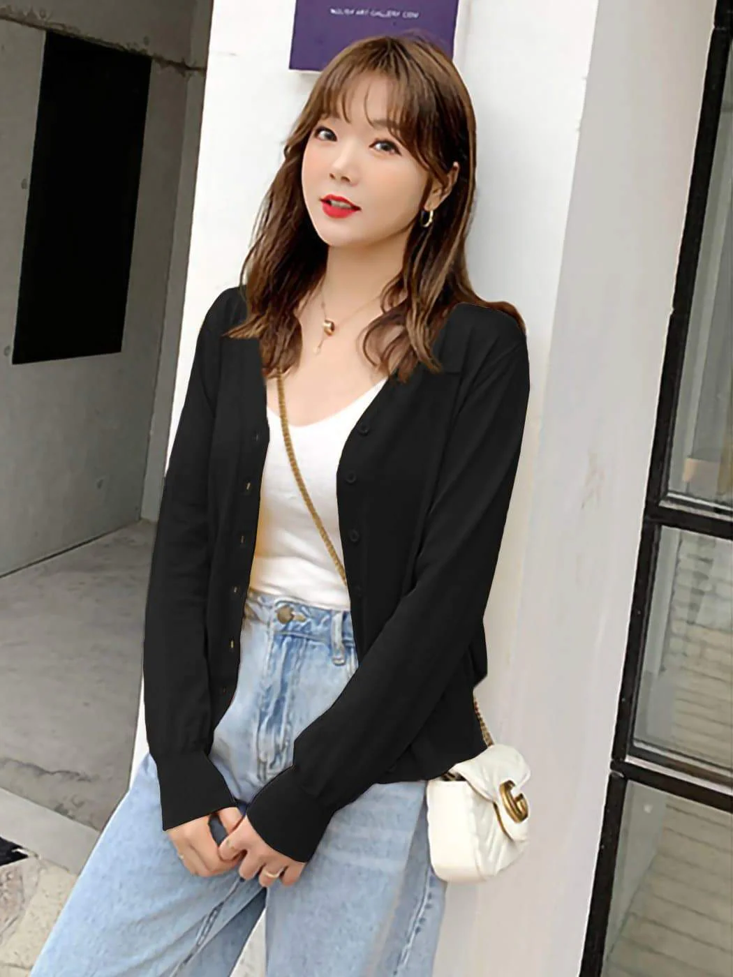 Knitted Cardigan Loose Casual Button Blouse - Image 8