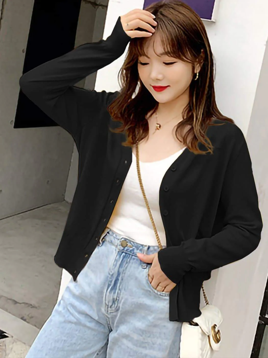 Knitted Cardigan Loose Casual Button Blouse - Image 9