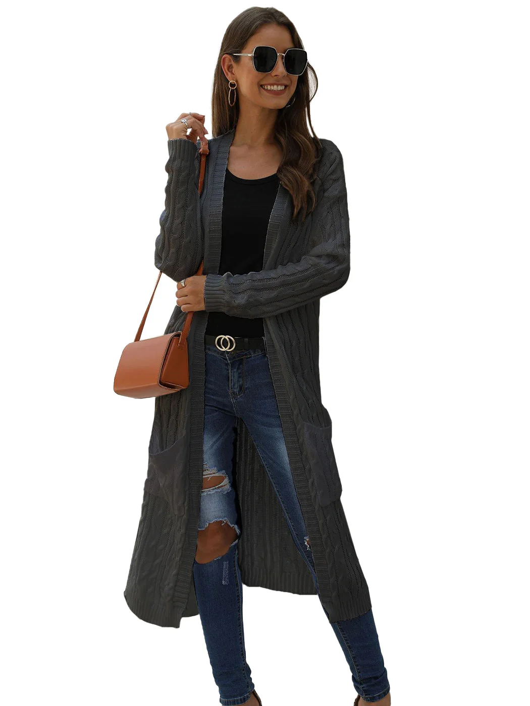 Knitted Long Sleeve Cardigan Sweater - Image 17