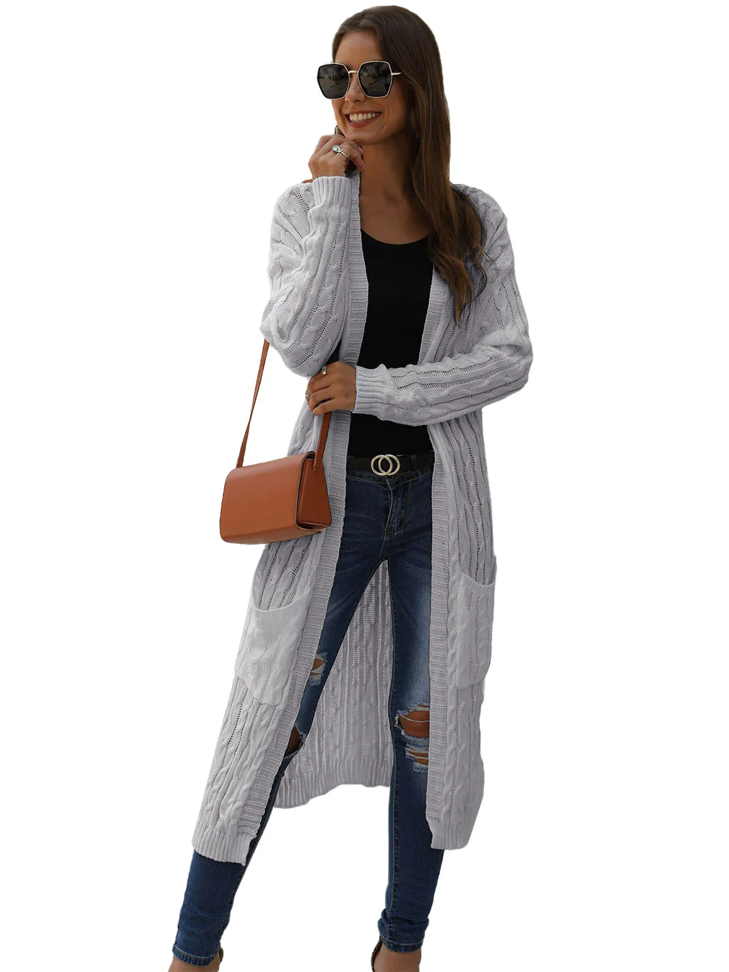 Knitted Long Sleeve Cardigan Sweater - Image 20