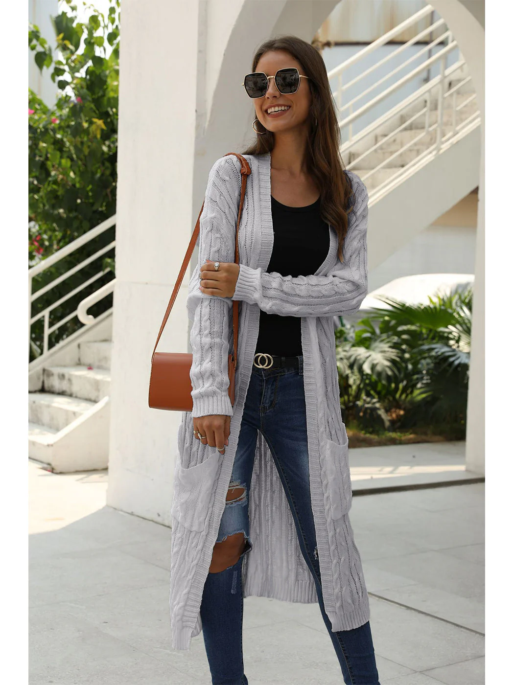 Knitted Long Sleeve Cardigan Sweater - Image 22