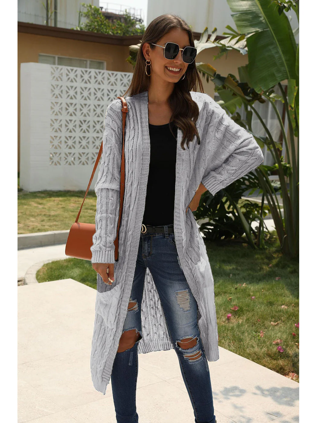 Knitted Long Sleeve Cardigan Sweater - Image 23