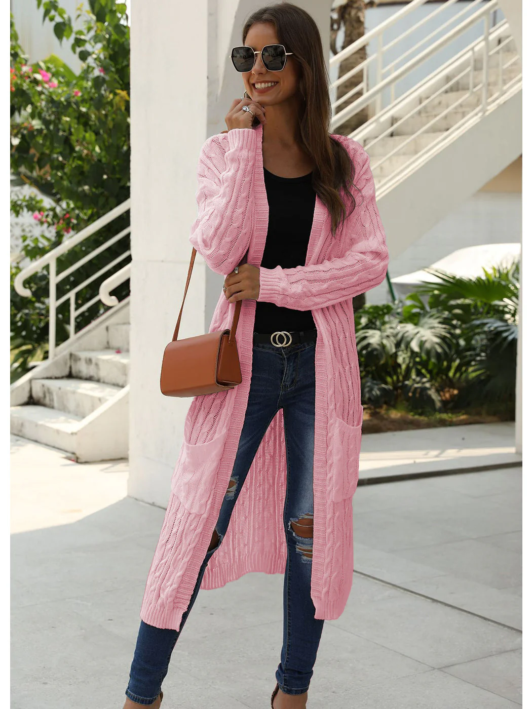 Knitted Long Sleeve Cardigan Sweater - Image 27