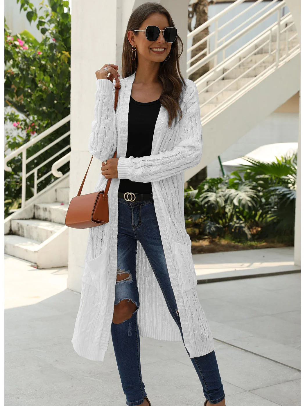 Knitted Long Sleeve Cardigan Sweater - Image 40