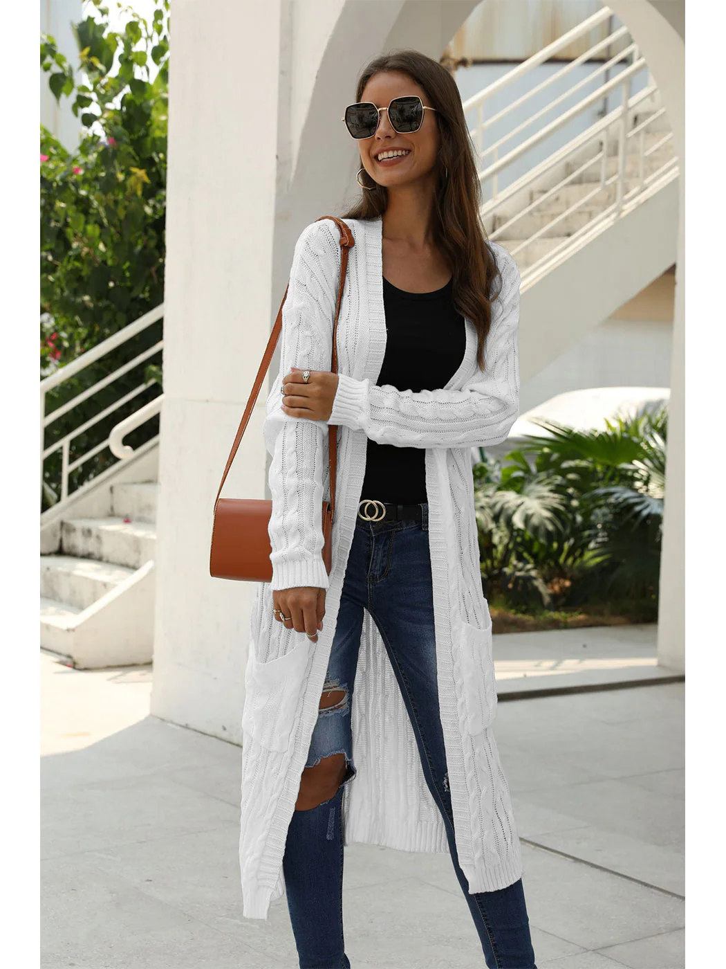 Knitted Long Sleeve Cardigan Sweater - Image 42