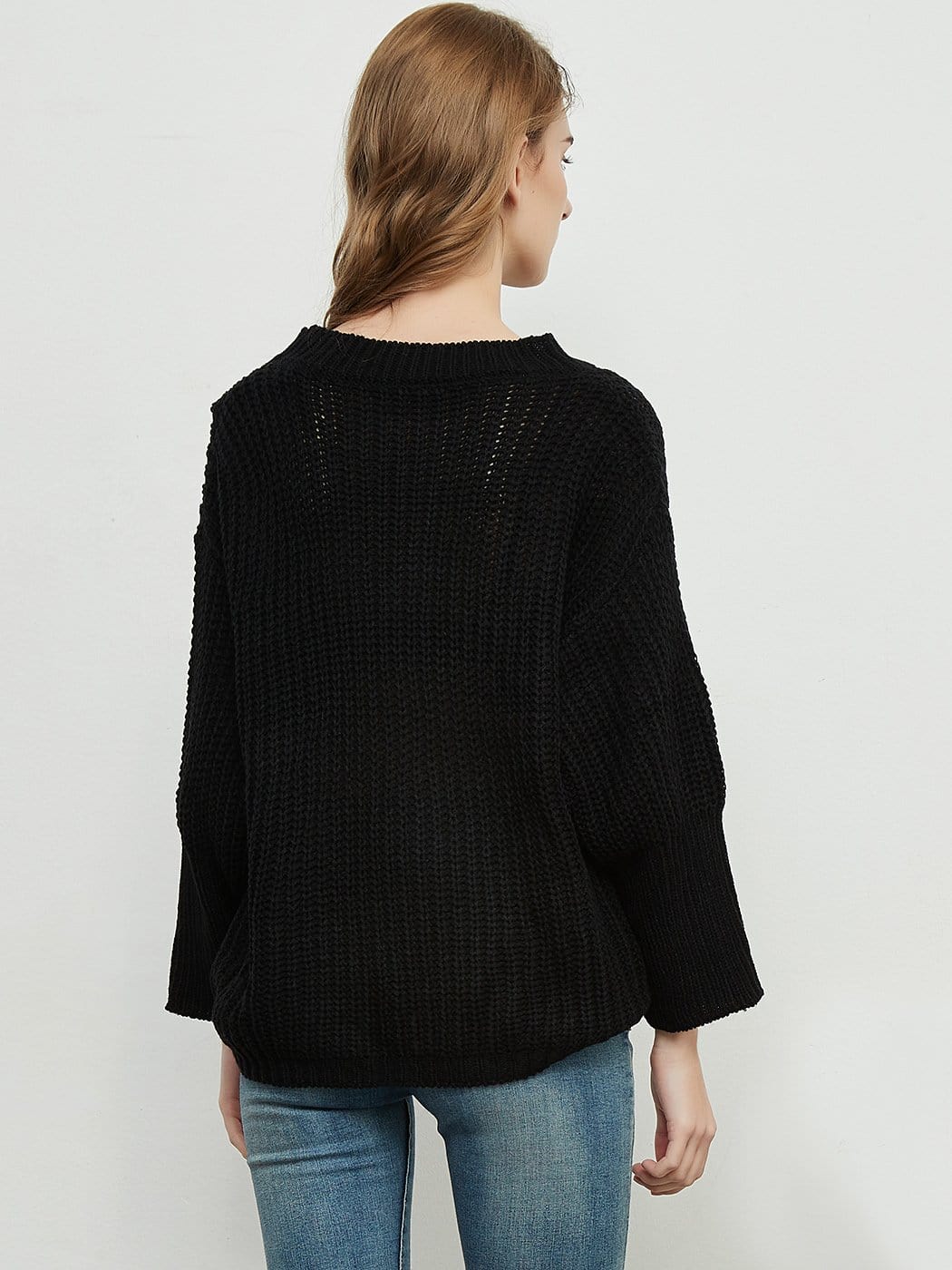 Knitted Turtleneck Sweater With Batwing Sleeves - Image 3