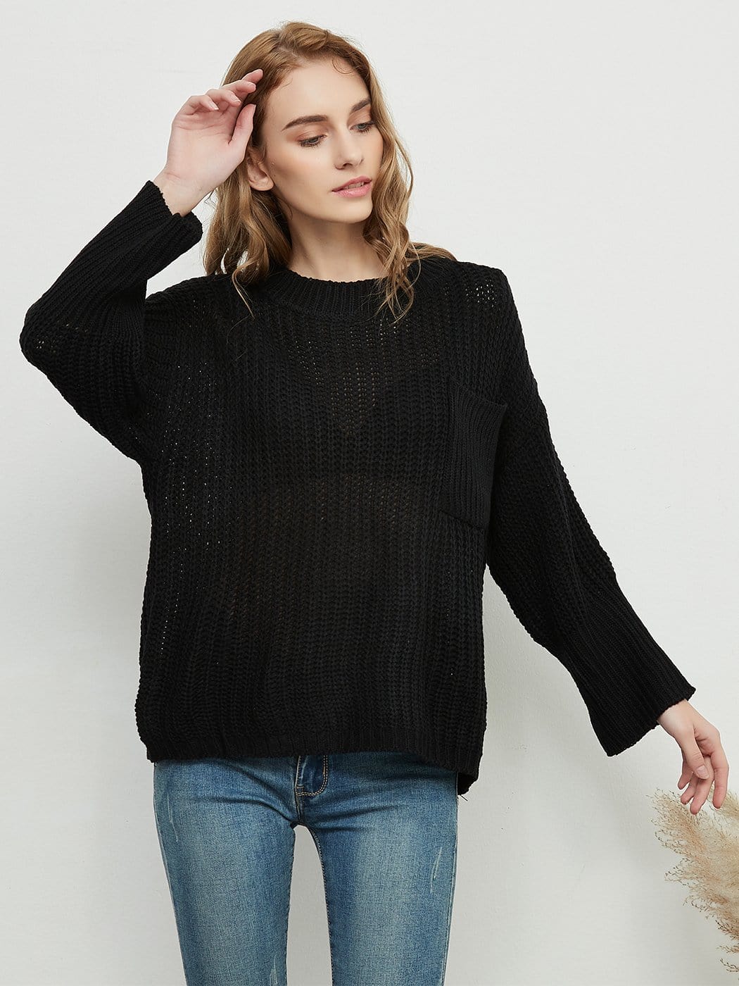 Knitted Turtleneck Sweater With Batwing Sleeves - Image 4