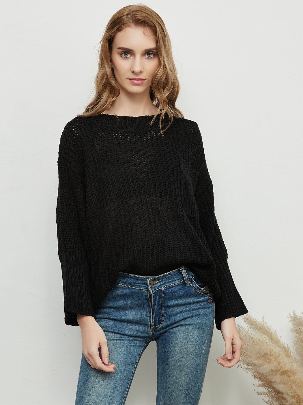 Knitted Turtleneck Sweater With Batwing Sleeves - Image 5