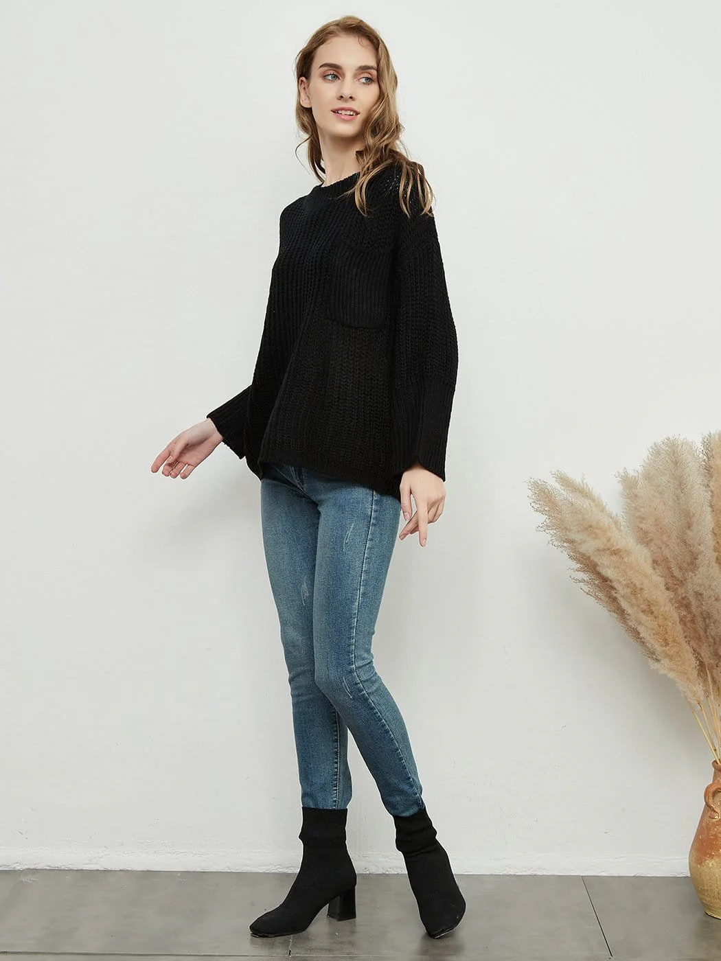 Knitted Turtleneck Sweater With Batwing Sleeves - Image 6