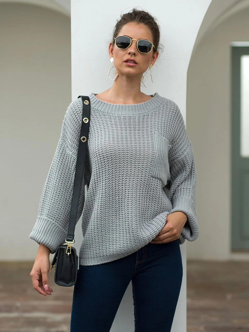Knitted Turtleneck Sweater With Batwing Sleeves - Image 7