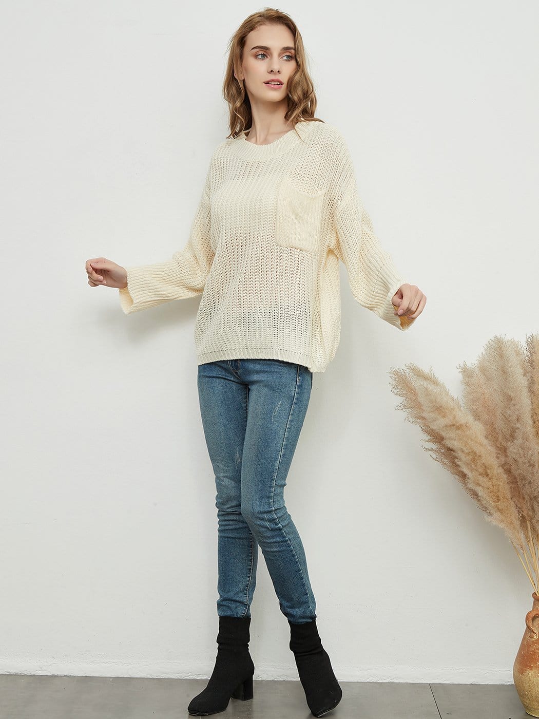 Knitted Turtleneck Sweater With Batwing Sleeves - Image 9