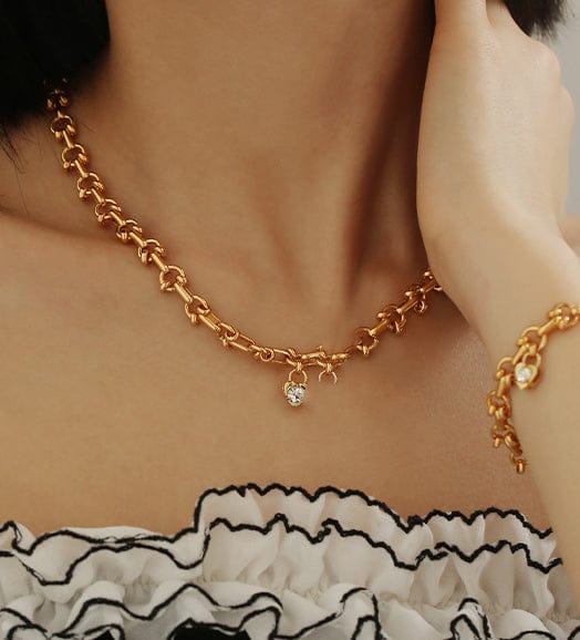 Knotted Chain Heart Locket Necklace & Bracelet Variety - Image 2