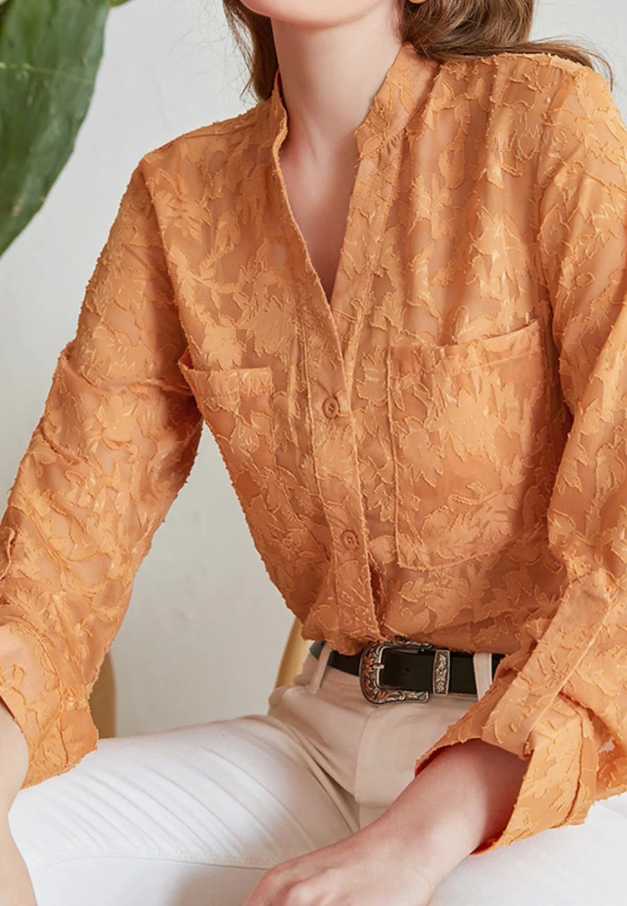 Lace Button Down Tunic Blouse - Image 2