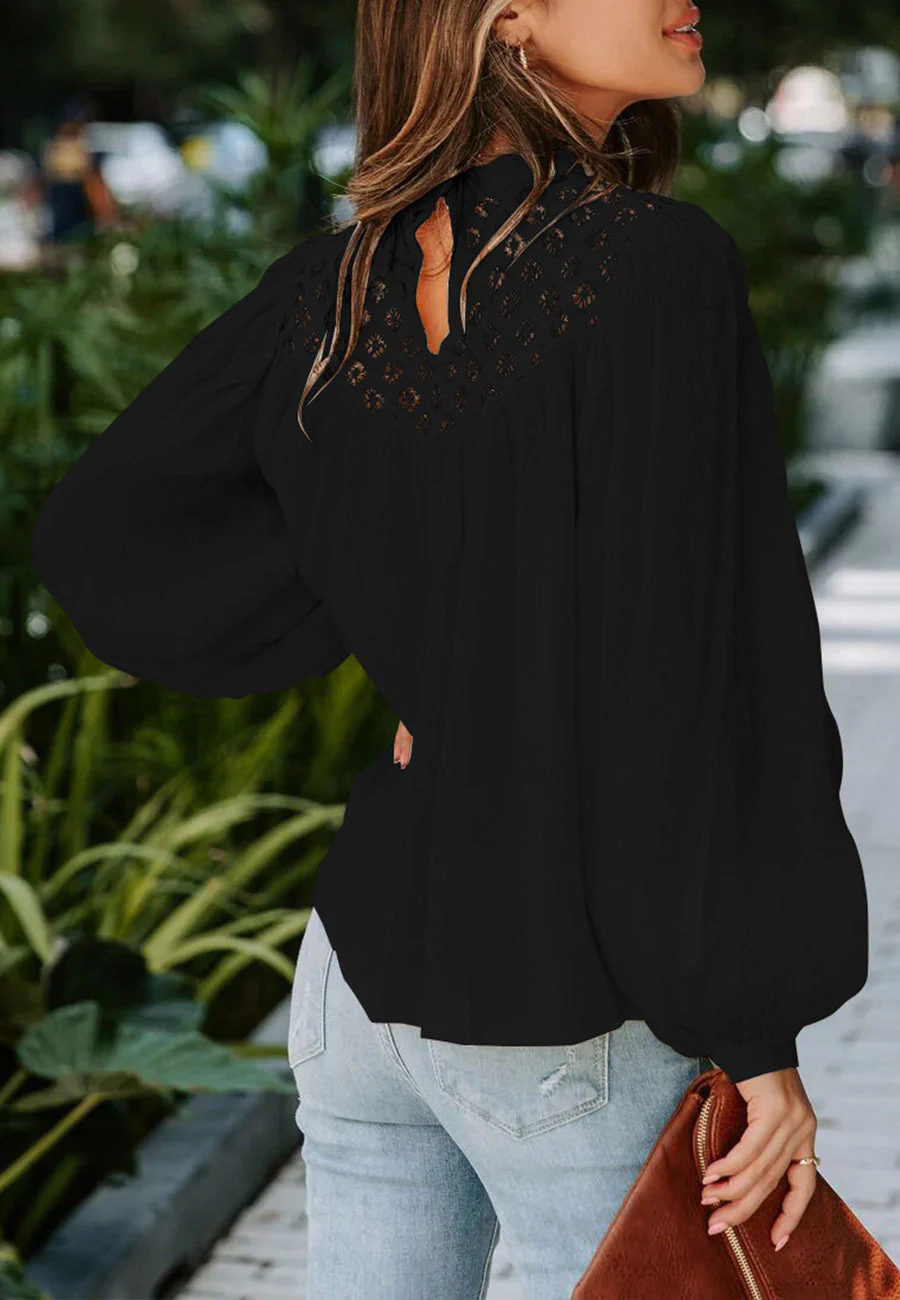 Lace Detail Bishop Sleeve Blouse - Image 10