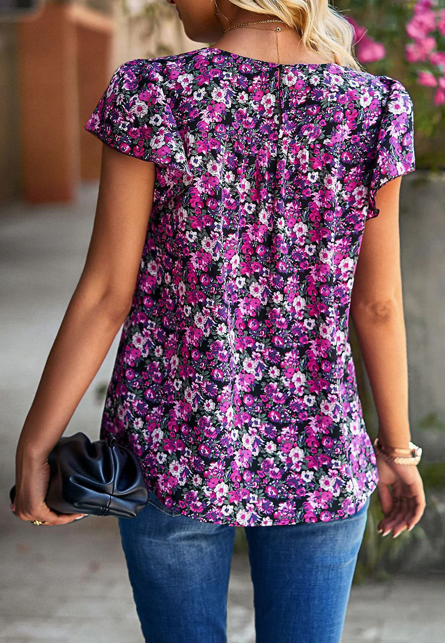 Lace Detail Floral Print Blouse - Image 9