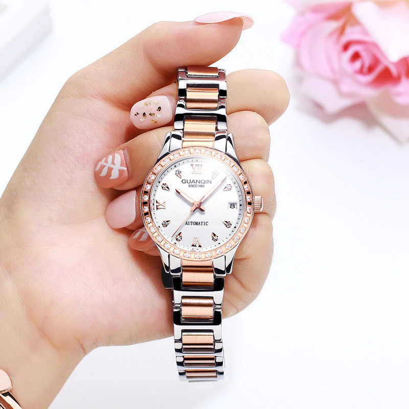 Ladies Diamond-studded Luminous Mechanical Watch