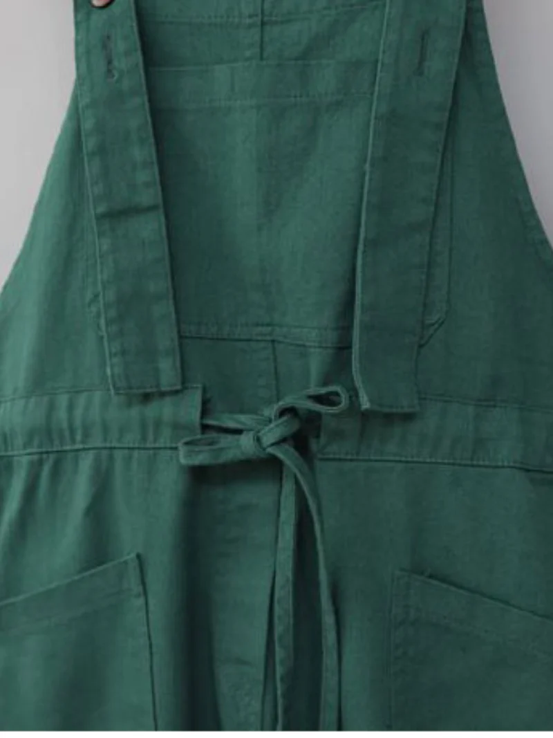 Stylish Waist Tie Belt Loose Wide-Leg Boho Pockets Overalls - Image 3