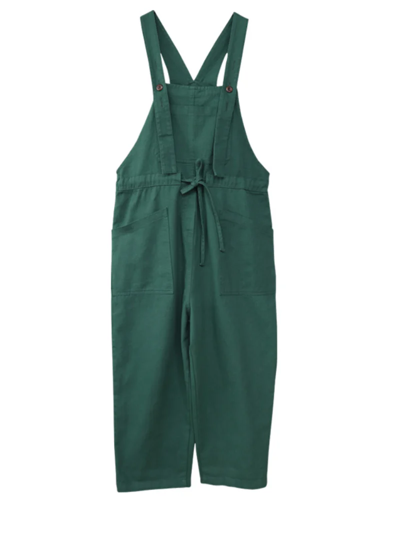 Stylish Waist Tie Belt Loose Wide-Leg Boho Pockets Overalls - Image 6