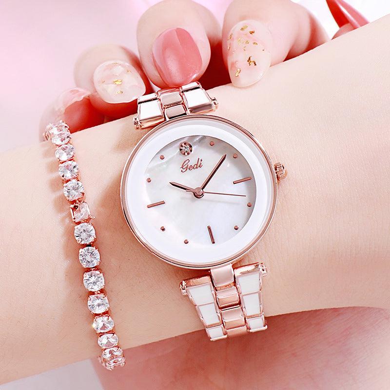 Ladies Watch Korean Style Student White Quartz