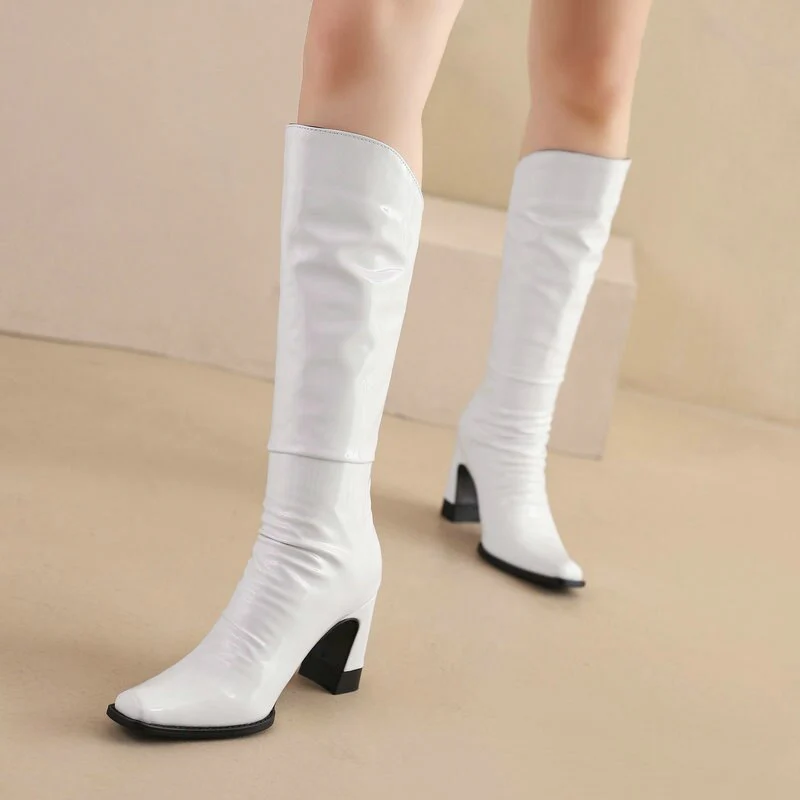 Ladies Patent PU Leather Boots - Image 12