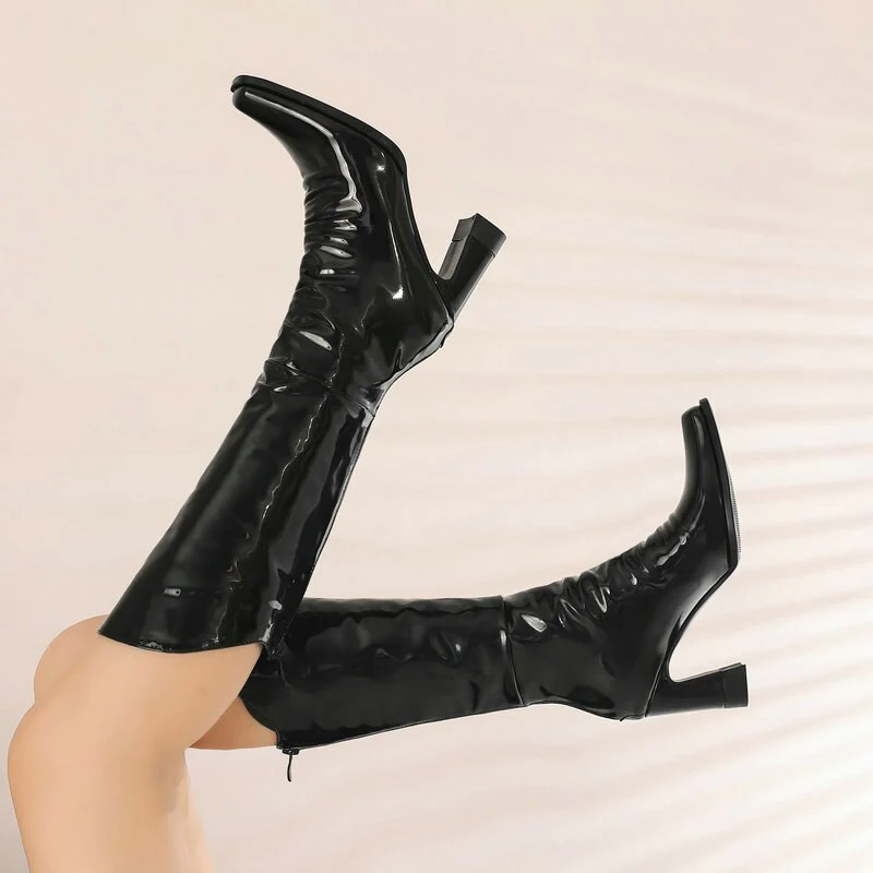 Ladies Patent PU Leather Boots - Image 20
