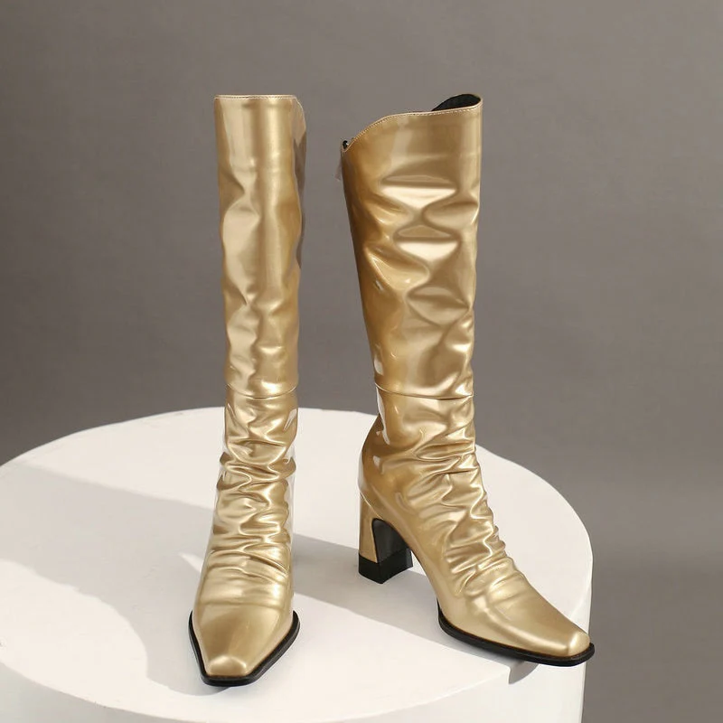 Ladies Patent PU Leather Boots - Image 24