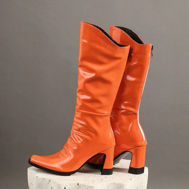 Ladies Patent PU Leather Boots - Image 25