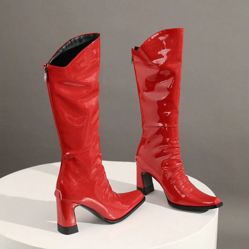 Ladies Patent PU Leather Boots - Image 26