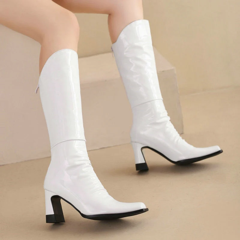 Ladies Patent PU Leather Boots - Image 5