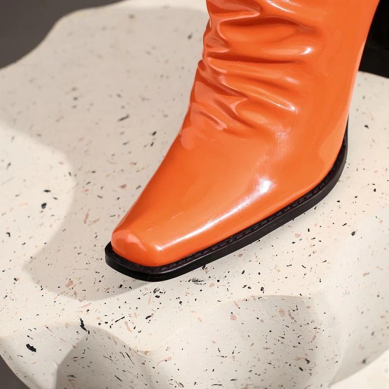 Ladies Patent PU Leather Boots - Image 7