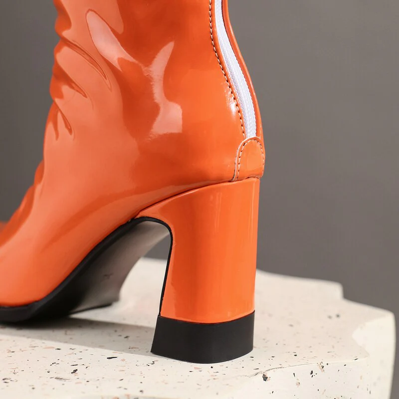 Ladies Patent PU Leather Boots - Image 9