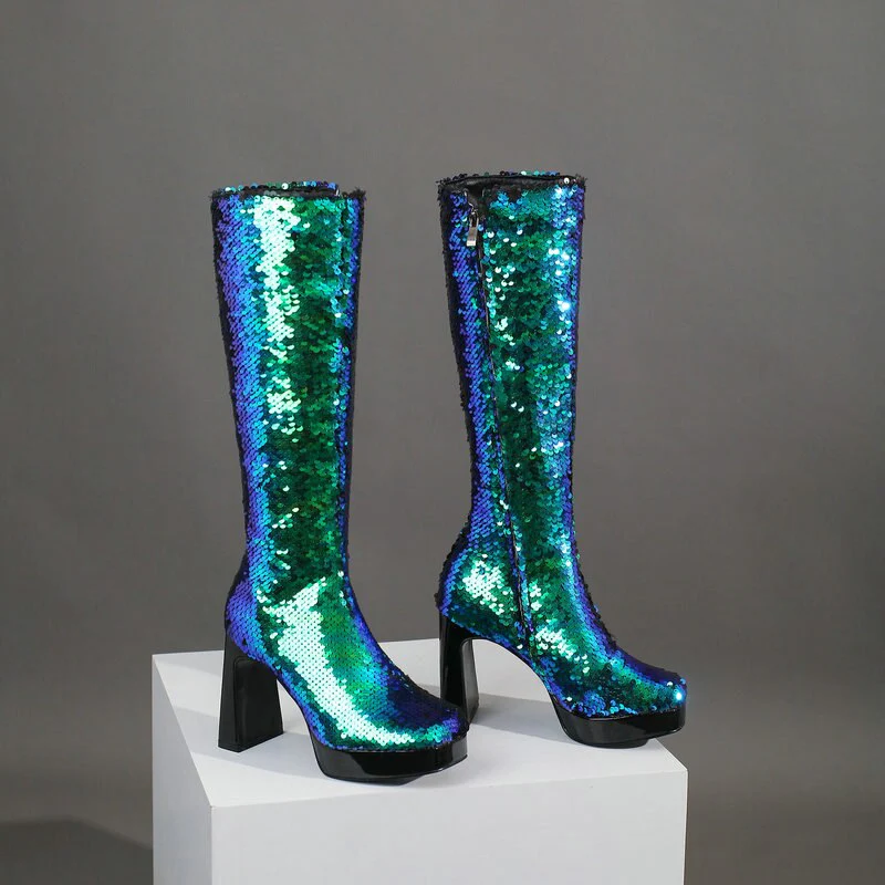 Ladies Sequin Knee-High Boots - Image 20