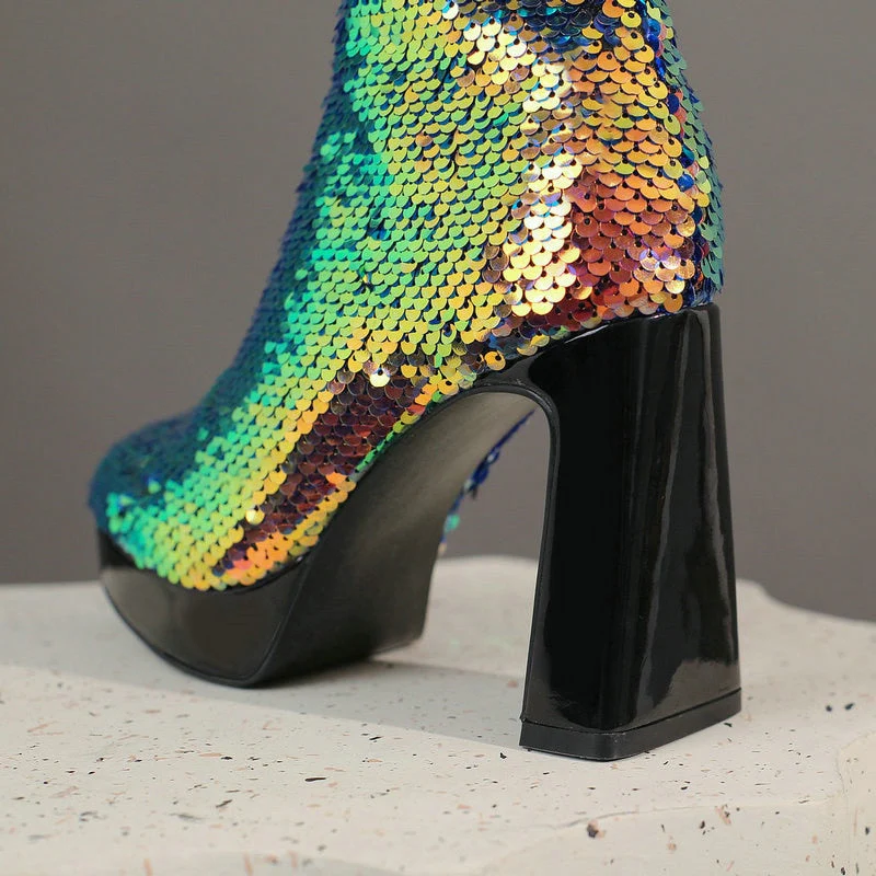 Ladies Sequin Knee-High Boots - Image 5