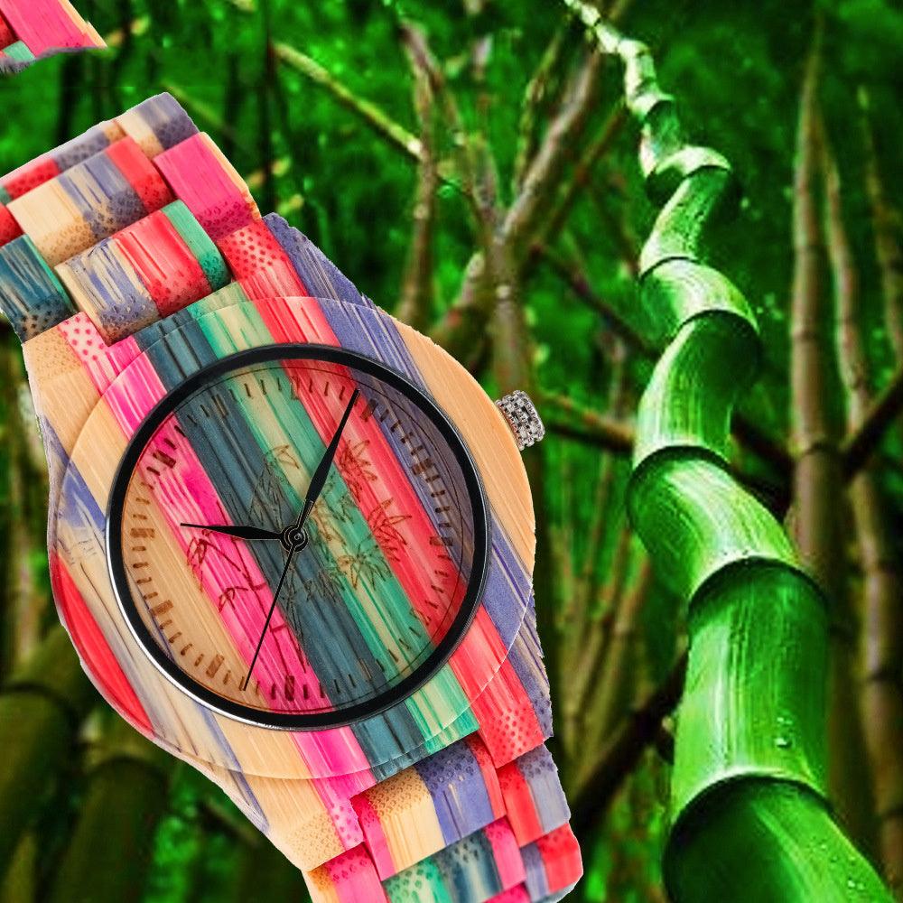 Leisure Color Quartz Bamboo Wood Watch - Image 2