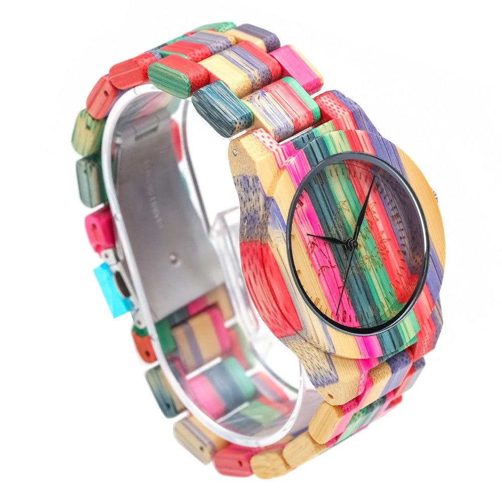 Leisure Color Quartz Bamboo Wood Watch - Image 3