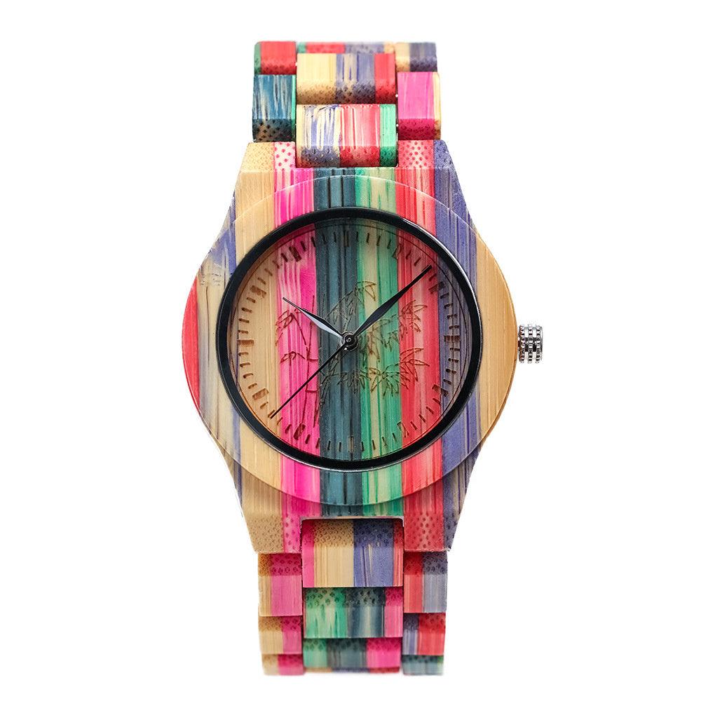 Leisure Color Quartz Bamboo Wood Watch - Image 4